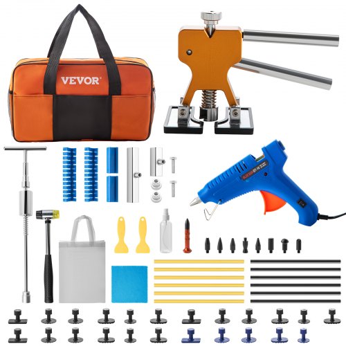 VEVOR Dent Removal Tool, 53 Pcs Paintless Dent Repair Tools, Golden Lifter Puller Car Dent Repair Kit, Glue Puller Tabs Dent Puller Kit for Auto Dent Removal, Minor Dents, Door Dings And Hail Damage