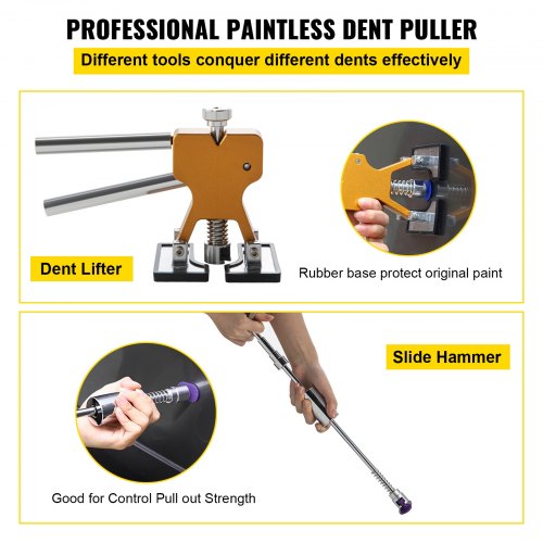 2 in 1 Car Body Door Dent Removal Puller Slide Hammer Lifter Repair Tools Silver 