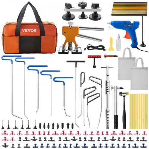 VEVOR Paintless Dent Removal Rods, 89 PCS Paintless Dent Repair Tools, Golden Lifter Puller Car Dent Repair Kit, Glue Puller Tabs Dent Puller Kit for Auto Dent Removal, Minor Dents, Door Dings