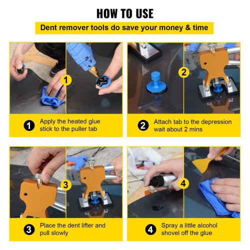 20x Hot Melt Glue Sticks Car Body Paintless Dent Repair Puller Tool Black Kit 