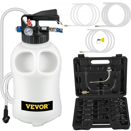 YSTOOL 10L Pneumatic Fluid Extractor Dispenser Set ATF Refill Tool Kit for Changing Oil in Engine Transmission Differential Transfer Case Gear Gearbox Power Steering Coolant with Pump Assembly Tank 