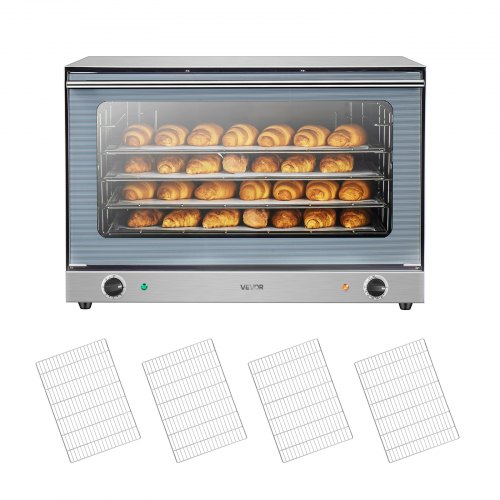 

VEVOR Commercial Convection Oven, 4.24 cu.ft Countertop Oven for Full-Size Pans, Electric Convection Ovens with 4 Racks, 360° Hot Air Circulation, for Bakery, Restaurant & Pizza Shop (208-240V 5000W)