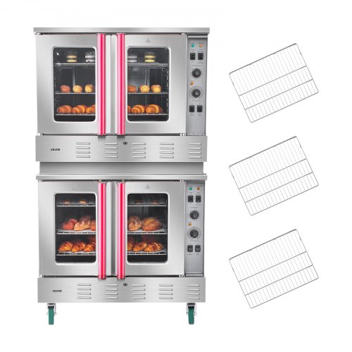 VEVOR Double Deck Gas Convection Oven, 14 cu. ft Full-Size Commercial Convection Oven, 40,000 BTU x 2 Powerful Burners, Natural Gas Commercial Ovens with Two Fan Modes, for Bakery, Restaurant & Kitchen