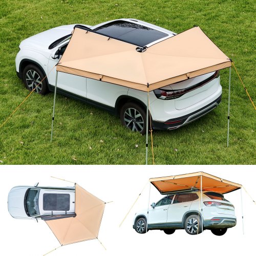 VEVOR 270 Degree Awning, 4.9 ㎡ Driver Side Vehicle Awning, Waterproof UV50+ Car Side Awnings with Carry Bag, All-Weather Free-Standing Overland Awnings Car Shelter for SUV Van Truck Camping