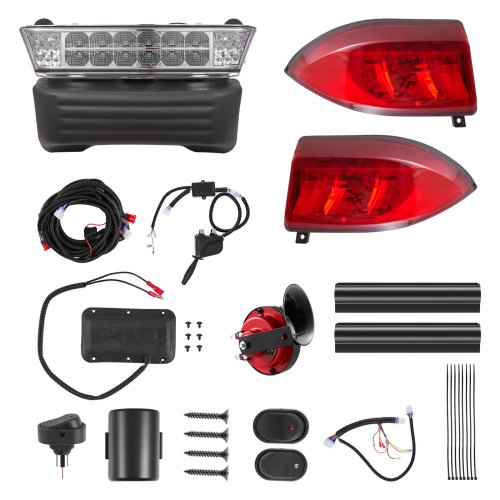 

VEVOR Golf Cart Light Kit, 12V, Street Legal LED Headlight and Taillight Kit with Wiring Harness, Turn Signals, Hazard Light, Switch Horn, Brake Pad, ABS Housing, for Club Car Precedent 2004-2008