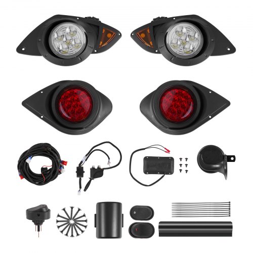 

VEVOR Golf Cart Light Kit, 12 Volt, Street Legal LED Headlight and Taillight Kit with Wiring Harness, Turn Signals, Hazard Light, Switch Horn, Brake Pad, Zip Ties, ABS Housing, for Yamaha G29 2007-Up