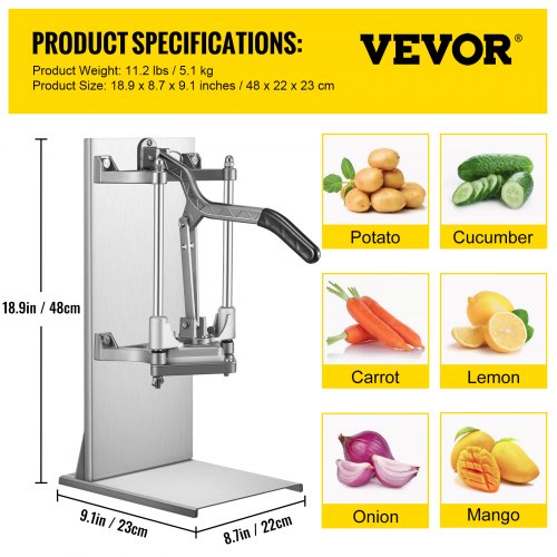 VEVOR French Fry Press Professional French Fry Cutter with 4 Blades Wedge Slicer 