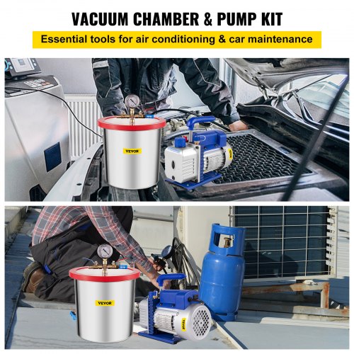 5 Gallon 3 CFM Stainless Steel Vacuum Degassing Chamber Kit 3CFM Pump from USA 