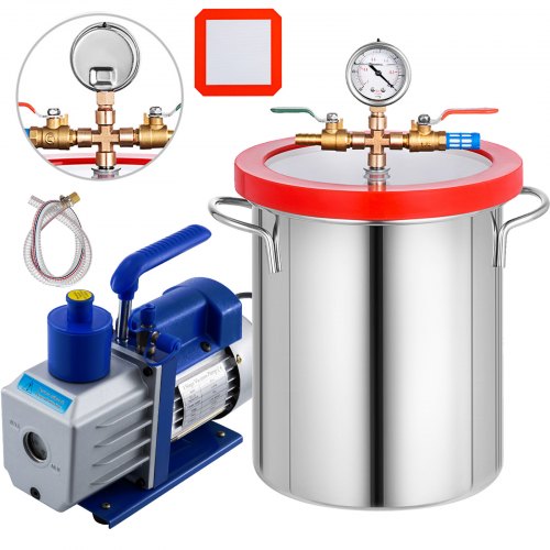 3 Gallon Vacuum Chamber 5cfm Vacuum Pump Rotary Deep Vane Manifold 1/3hp