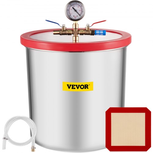 VEVOR 5 Gallon Vacuum Chamber Stainless Steel Vacuum Degassing Chamber 160F Acrylic Lid Kit