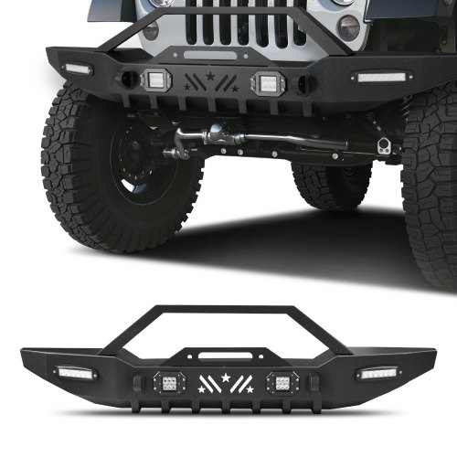 

VEVOR Front Bumper Compatible with 1987-2006 Jeep Wrangler YJ TJ with LED Light