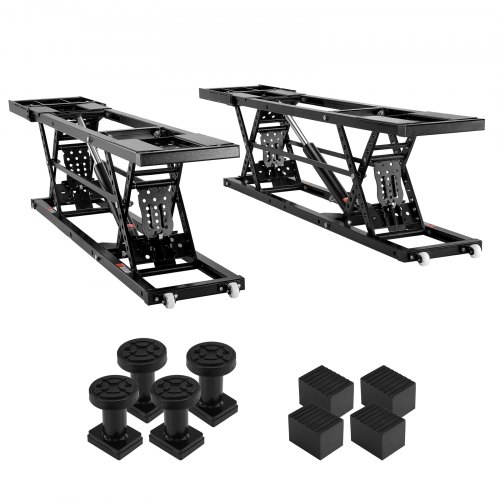 Vevor Car Lift, 25.6" Max. Height, 5,000 LBS Capacity Portable Car Lift, with Extended-Length Plates, Heavy-duty Carbon Steel Truck Lift with 120V Power Unit, Auto Car Jack Lifts for Home Garage Shop