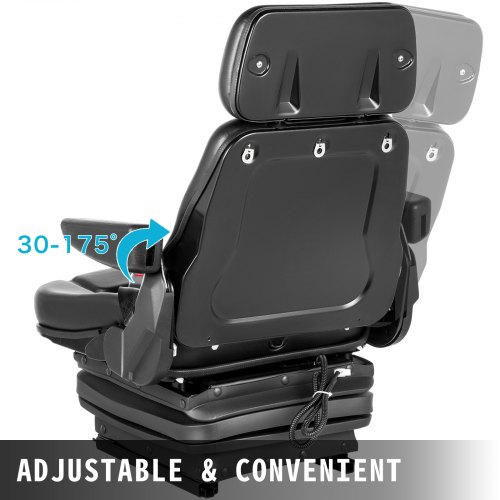 VEVOR Suspension Seat Adjustable Backrest Headrest and Slide Rails Mechanical Suspension Seat Foldable Heavy Duty for Tractor Forklift Excavator