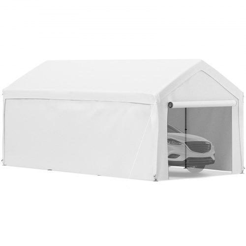 

VEVOR 13 x 20 ft Carport Car Canopy, Heavy Duty Garage Shelter with 8 Legs and Removable Sidewalls, Car Garage Tent for Party, Birthday, Boat, Adjustable Peak Height from 9.6 ft to 11.3 ft, White