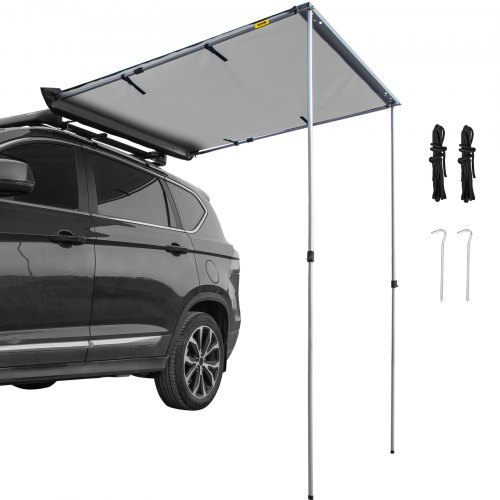 VEVOR Car Awning Car Tent Retractable Waterproof SUV Rooftop Grey 4.6'x6.6'