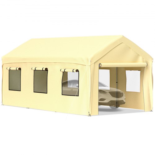 

VEVOR Carport Canopy Car Canopy 10 x 20ft w/ 8 Legs Sidewalls Windows Yellow