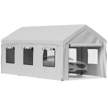 VEVOR Carport Canopy Car Canopy 10 x 20ft w/ 8 Legs, Sidewalls & Windows Gray
