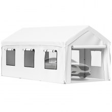 VEVOR Carport Canopy Car Canopy 10 x 20ft w/ 8 Legs, Sidewalls & Windows White
