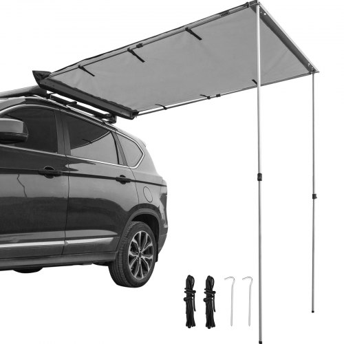 VEVOR Car Awning Car Tent Retractable Waterproof SUV Rooftop Grey 6.6'x8.2'