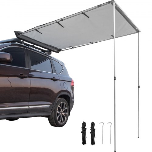 VEVOR Car Awning Car Tent Retractable Waterproof SUV Rooftop Grey 5'x8.2'