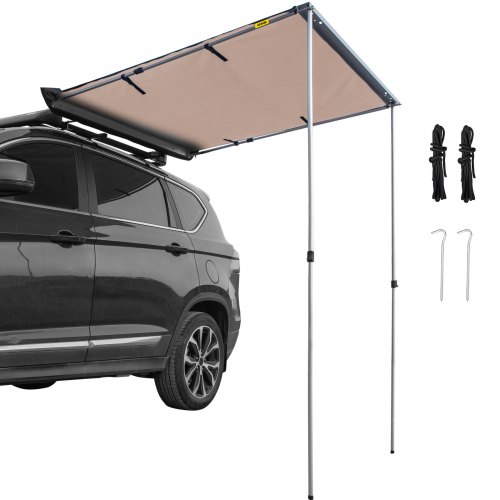 VEVOR Car Awning Car Tent Retractable Waterproof SUV Rooftop Khaki 6.5'x6.5'