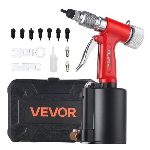 VEVOR Pneumatic Rivet Nut Gun Kit with 8PCS SAE & Metric Gun Heads, M4 M5 M6 M8 M10 1/4" 5/16" 3/8", 2680LBS Force, Air Rivet Nut Tool for Automotive,