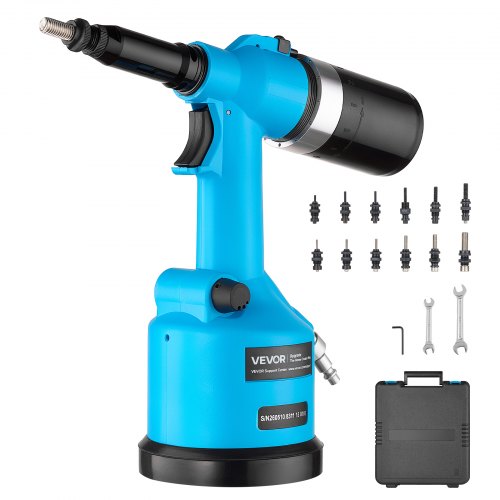 VEVOR Automatic Pneumatic Rivet Nut Gun Kit with 13PCS SAE & Metric Gun Heads, Industrial-Grade 5620LBS Pulling Force, Air Rivet Nut Tool for Automoti