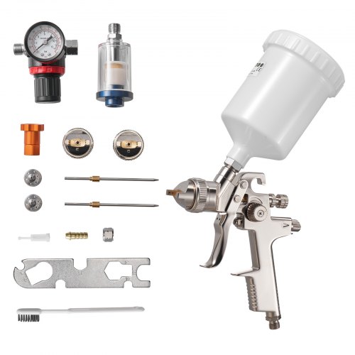 

VEVOR LVLP Air Spray Gun, Gravity Feed Paint Sprayer Gun with 3 Nozzles (1.3/1.4/1.7mm), 600ml Capacity Automotive Paint Sprayer with Air Regulator for Furniture, Car Painting, Home Improvement