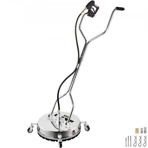 VEVOR Pressure Washer Surface Cleaner, 50.8 cm, Max. 4000 PSI Pressure by 2 Nozzles for Cleaning Driveways, Sidewalks, Stainless Steel Frame w/ Rotating Dual Handle, Wheels, Fit for 9.525 mm Quick Connector