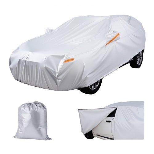 

VEVOR Car Cover, Car Cover Waterproof for Toyota RAV4 Compact SUV, Custom-fit All Weather Sun Rain Wind Frost Dust Snow Protection Full Exterior Covers with Door Zipper and Cotton Lining, Silver