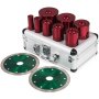VEVOR 8 Pcs Diamond Hole Saw Set Diamond Drill Core Bits, M14 20/25/32/35/40/50/60/68 MM with 2 Saw Blade, Hole Saw Cutter Drill Bits, Drilling Tool for Drill Core Tiles Stoneware Portable Granite
