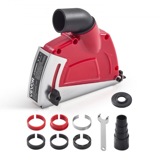 

VEVOR Cutting Dust Shroud for Angle Grinders, Universal 100-125 mm Angle Grinder Dust Shroud with 6 Clamping Washers, Adjustable Cutting Depth, Connect to Vacuum Cleaner, for Wood Concrete Wall Stone