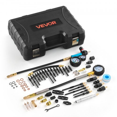 

VEVOR Engine Cylinder Compression Tester Kit, 0-700 PSI Pressure Gauge & 0-100 PSI Leak Gauge, Automotive Leak Down Tester Kit with 4 Adapters, Pressure Check & Leakage Rate Test on Cars, Motorcycles