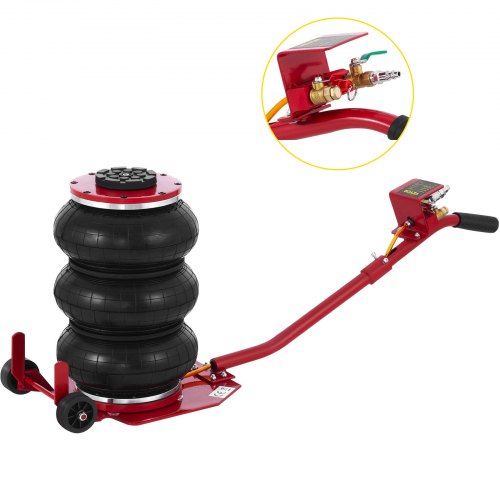 

VEVOR Pneumatic Jack, 3 Ton/6600 LBS Air Bag Jack, Triple Bag Air Jack for Vehicle, Extremely Fast Lifting Action, Max Height 15.75"/400 mm, with Wheels, Long Handle