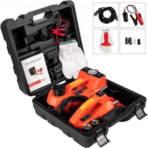 5 Ton Car Electric Jack Lift + Impact Wrench+ Safety Hammer Set 3 In 1