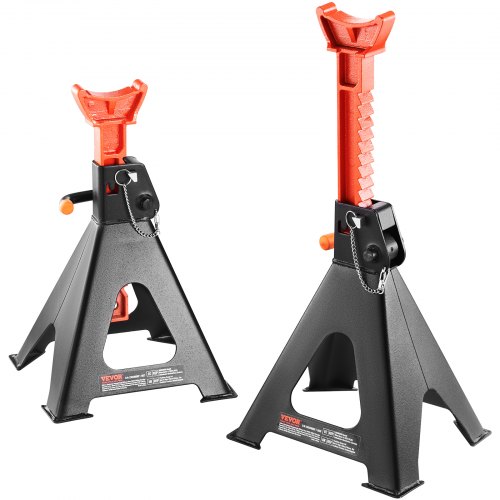 

VEVOR Jack Stands, 6 Ton (5,897.5 kg) Capacity Car Jack Stands Double Locking, 36.1 - 58.4 cm Adjustable Height, for lifting SUV, Pickup Truck, Car and UTV/ATV, Red, 1 Pair