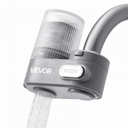 

VEVOR Faucet Mount Water Filter, Vertical Water Purifier for Sink Tap, Carbon Fiber Filters, Removes Chlorine Lead with 1 Filter, Fits Most Kitchen or Bathroom Faucets, Gray