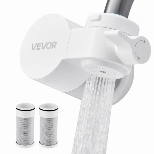 

VEVOR Faucet Mount Water Filter, Horizontal Water Purifier for Sink Tap, Carbon Fiber Filter, Removes Chlorine Lead with 3 Filters, Fits Most Kitchen or Bathroom Faucets, White