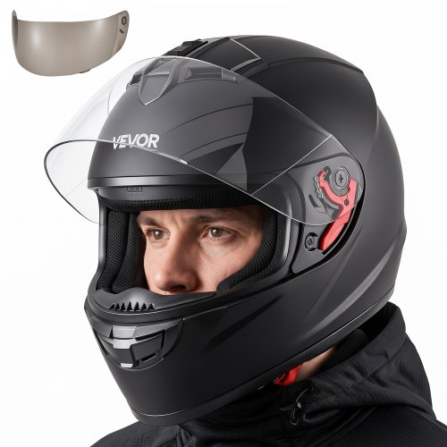 Vevor Full Face Motorcycle Helmets, Adult Motocross Dirt Bike Helmet with Clear Visor, Lightweight Comfortable Motorcycle Street Bike Helmet for Men and Women - DOT Approved (M Size)