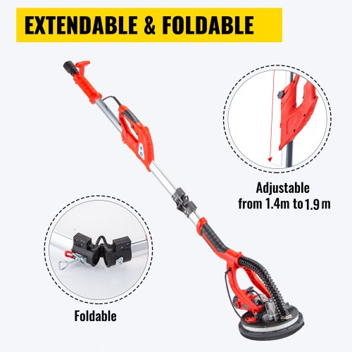 Details about   750W Electric Drywall Sander Adjustable Variable Speed w/ Vacuum & LED Light 
