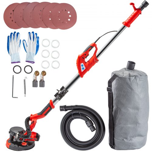 VEVOR Drywall Sander 850W Electric, Electric Sander Variable Speed 800-1750RPM, Drywall Sander Foldable Sheetrock Sander, with Telescope Handle, Vacuu