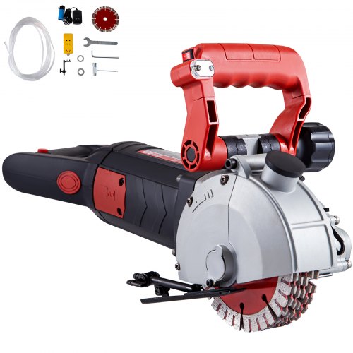 

VEVOR 4800W Wall Chaser 42 mm Cutting Width,Wall Groove Cutting Machine 41MM Cutting Depth,Wall Slotting Machine With 8 Saw Blades 5" Diameter 6200r/Min,One-time Forming Dustless