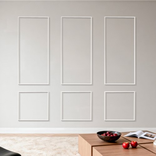 

VEVOR Wall Molding 3 Pack, Wainscoting Panels Kit, Lightweight Paintable Polystyrene, Easy to Install, Waterproof Accent Wall Trim for Interior Décor Living Room, Bedroom, White (61x137 + 61x61 cm)