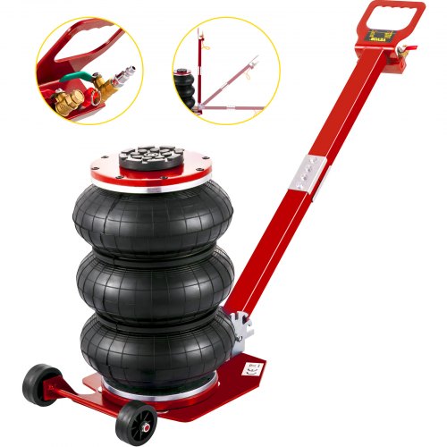 

VEVOR Air Bag Jack 6600lbs Capacity Pneumatic Jack Quick Lift 3T, Heavy Duty, Car Repair Jacks and Floor Jacks, Folding Rod Fast Lifting, Triple Bag, with Two Wheels, Quick Car Lifting Jack, Red