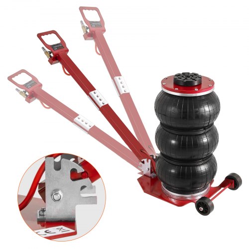 

VEVOR Air Jack, 3 Ton/6600 lbs Triple Bag Air Jack, Airbag Jack with Six Steel Pipes, Lift up to 17.7", 3-5 s Fast Lifting Pneumatic Jack, with Adjustable Long Handle for Cars, Garages, Repair (Red)