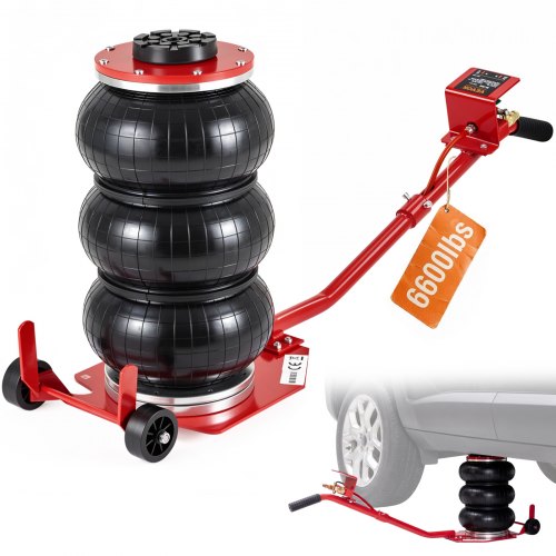 VEVOR Air Jack, 3 Ton/6600 lbs Triple Bag Air Jack, Airbag Jack with Six Steel Pipes, Lift up to 17.7 inch/450 mm, 3-5 s Fast Lifting Pneumatic Jack,