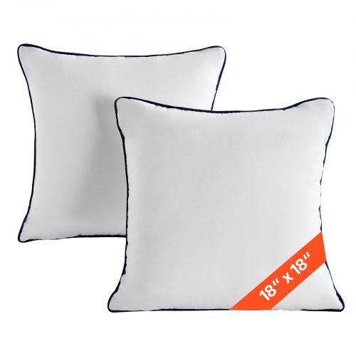 

VEVOR 18 x 18 in Throw Pillow Inserts, Set of 2, Firm and Fluffy Decorative Down Alternative Pillows with Polyester Fiber, Square White Cushion with Zipper, for Indoor Bed Couch Sofa and Living Room