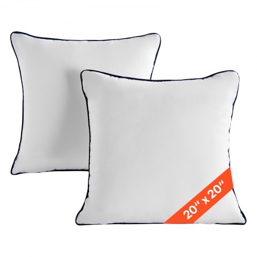 

VEVOR 20 x 20 in Throw Pillow Inserts, Set of 2, Firm and Fluffy Decorative Down Alternative Pillows with Polyester Fiber, Square White Cushion with Zipper, for Indoor Bed Couch Sofa and Living Room