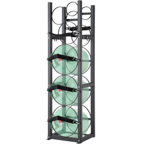 

VEVOR Refrigerant Tank Rack, with 3 x 30lbs and Other 3 Small Bottle Tanks, Cylinder Tank Rack 12.79x12.99x47.12 in, Refrigerant Cylinder Rack and Holders for Freon, Gases, Oxygen, Nitrogen