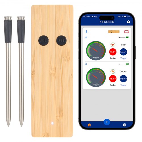 

VEVOR Wireless Meat Thermometer Bluetooth Meat Probe Two Probes for Cooking